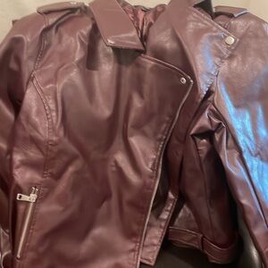 Fashion Nova Burgundy Faux Leather Jacket BNWT Size 1X